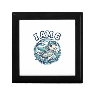 Cute Sea Turtle I Am 6 Birthday Vintage Shirt Desi Gift Box