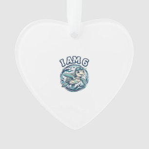 Cute Sea Turtle I Am 6 Birthday Vintage Shirt Desi Ornament