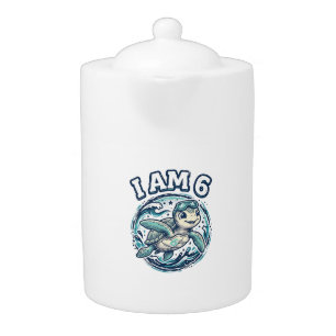 Cute Sea Turtle I Am 6 Birthday Vintage Shirt Desi Teapot