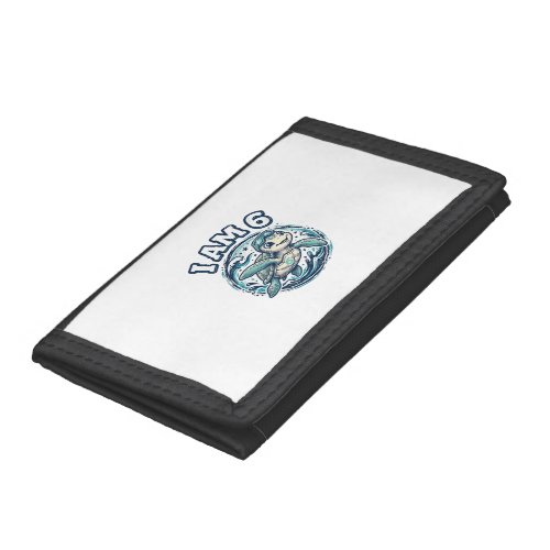 Cute Sea Turtle I Am 6 Birthday Vintage Shirt Desi Trifold Wallet