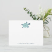 Cute Sea Turtle in Blue Personalized Stationery Thank You Card | Zazzle