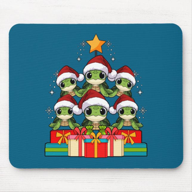 Cute Sea Turtle Le Ocean Christmas Tree Xmas Hat L Mouse Pad (Front)