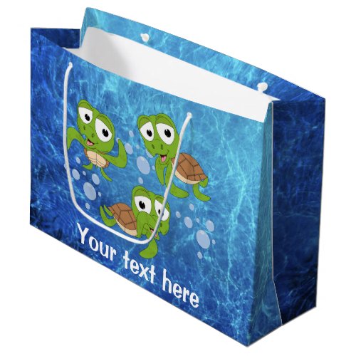 cute sea turtle lovers add text large gift bag