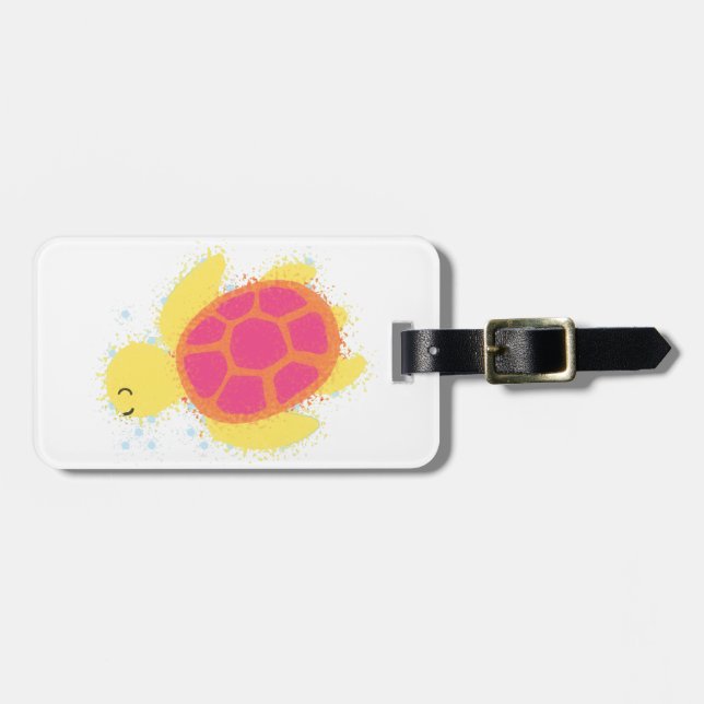 Cute Sea Turtle Luggage Tag (Front Horizontal)
