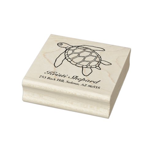 Cute Sea Turtle Name Address Rubber Stamp