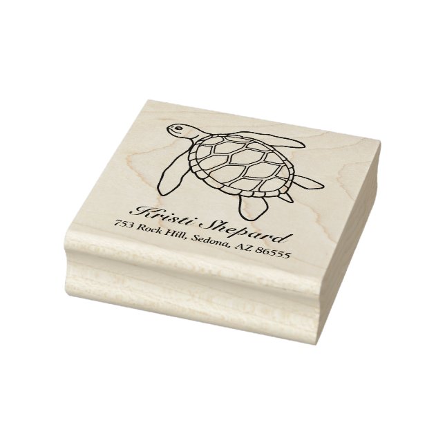 Cute Sea Turtle Name Address Rubber Stamp (Stamp)