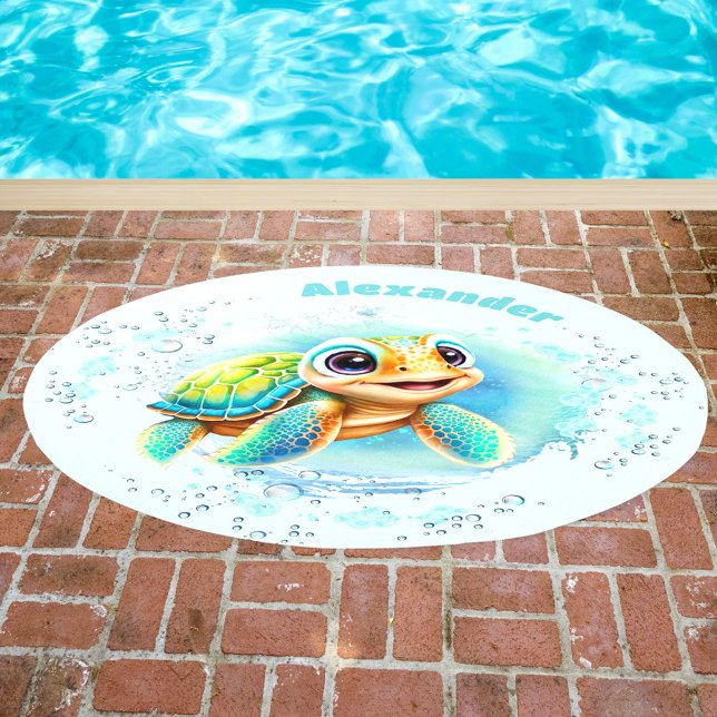 Cute Sea Turtle Name Blue Green Pool Colorful Rug (Cute Sea Turtle Name Blue Green Pool Colorful Rug)