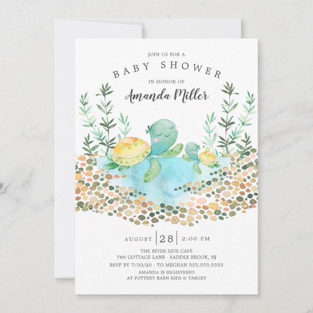 Cute Sea Turtle Ocean Baby Shower Invitation (Front)