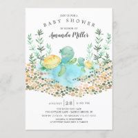 Cute Sea Turtle Ocean Baby Shower Invitation