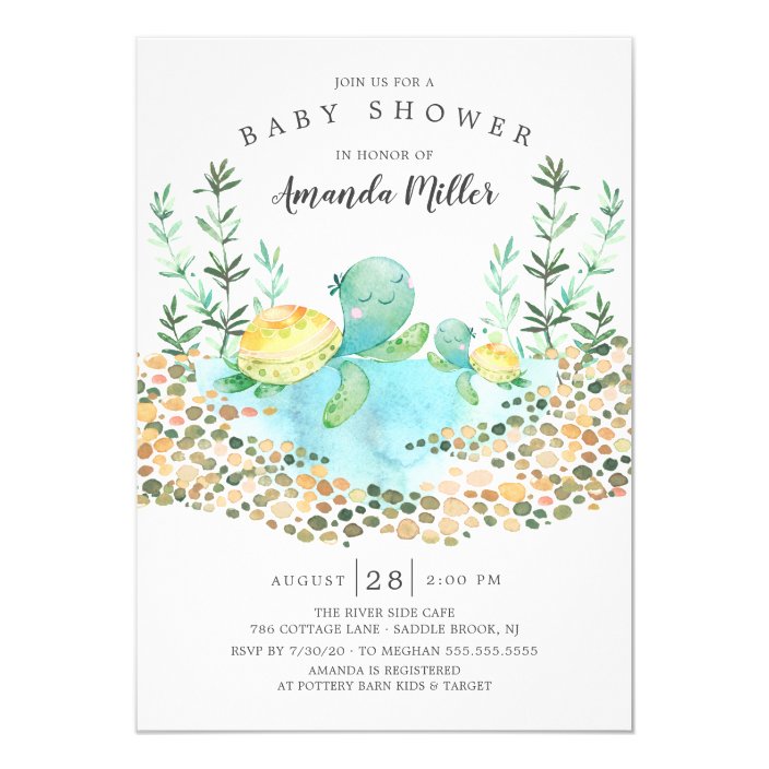 Cute Sea Turtle Ocean Baby Shower Invitation