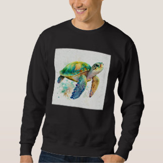 Cute Sea Turtle Paint Splatter Illustration Colorf Sweatshirt