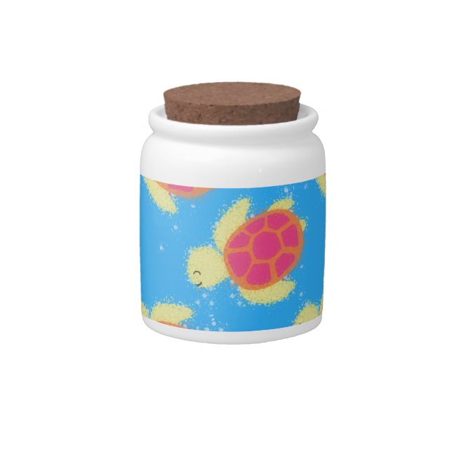 Cute Sea Turtle Pattern Candy Jar (Front)