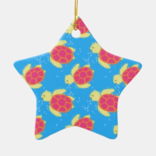 Cute Sea Turtle Pattern Ceramic Ornament