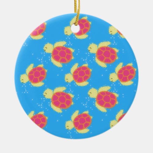 Cute Sea Turtle Pattern Ceramic Ornament