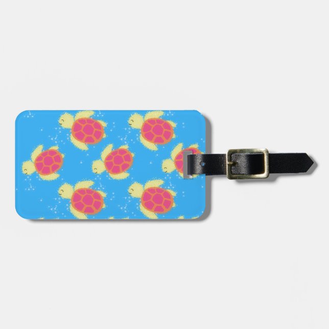 Cute Sea Turtle Pattern Luggage Tag (Front Horizontal)