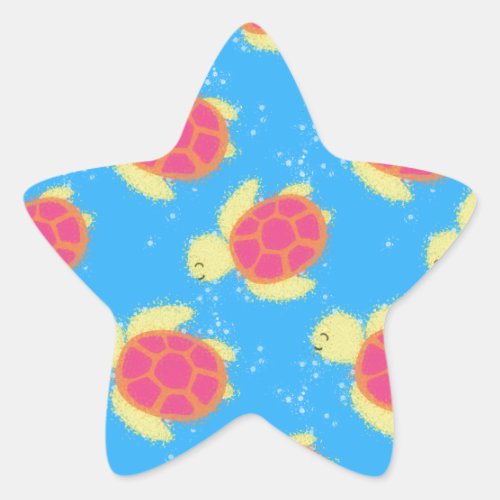 Cute Sea Turtle Pattern Star Sticker