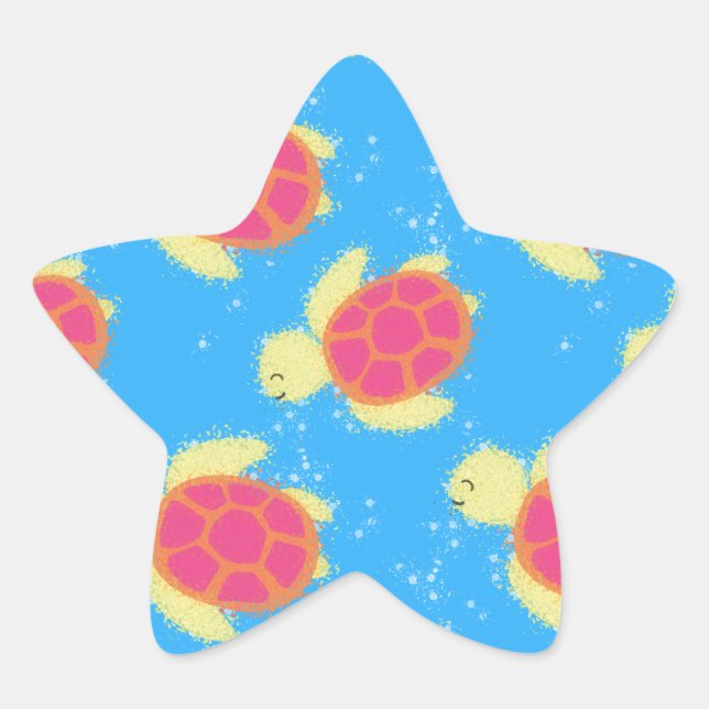 Cute Sea Turtle Pattern Star Sticker (Front)