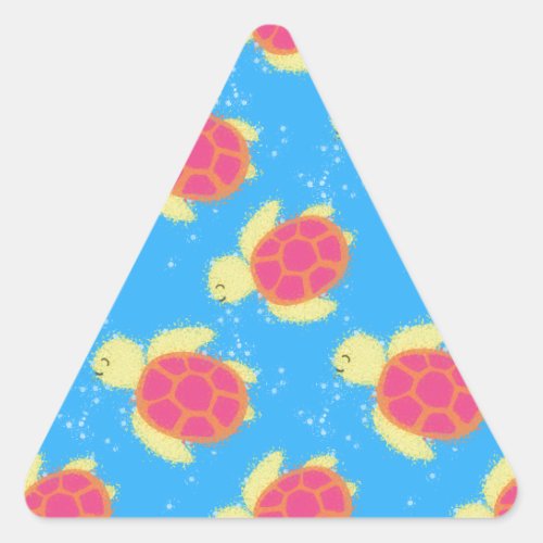 Cute Sea Turtle Pattern Triangle Sticker