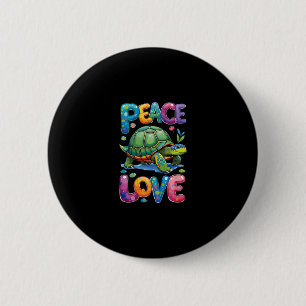 Cute Sea Turtle Peace Love Turtles Beach Summer Va Button