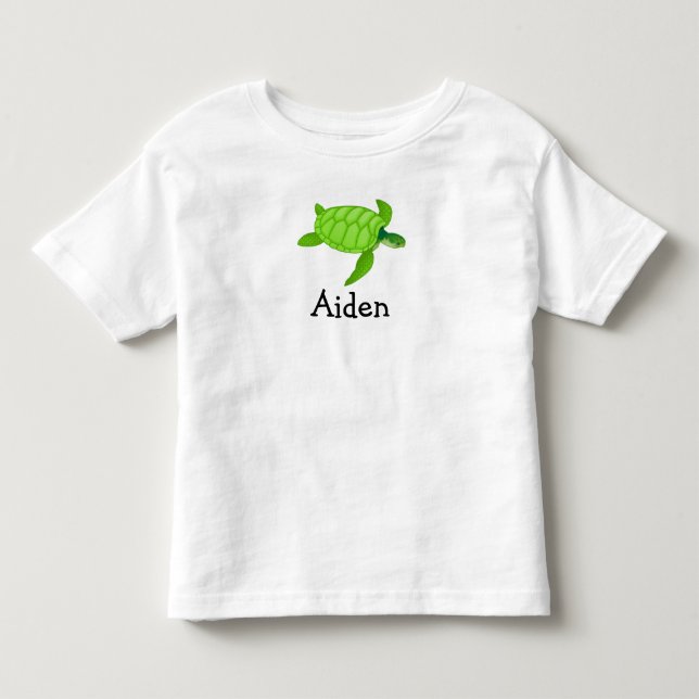 Cute sea turtle personalized with childs name toddler t-shirt (Front)