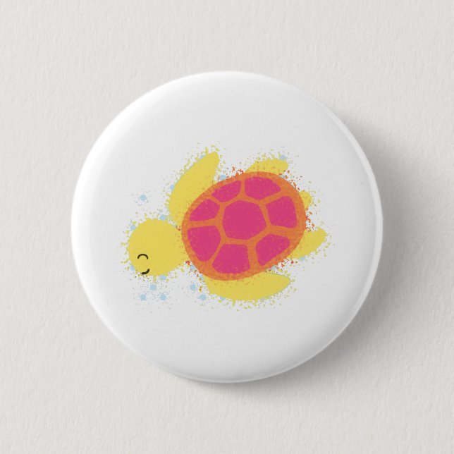 Cute Sea Turtle Pinback Button (Front)