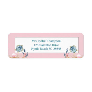 Cute Sea Turtle Pink Return Address Label
