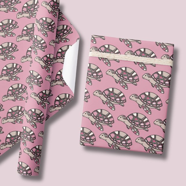 Cute sea turtle pink wrapping paper (Cute pink sea turtle kids wrapping paper sheets.)