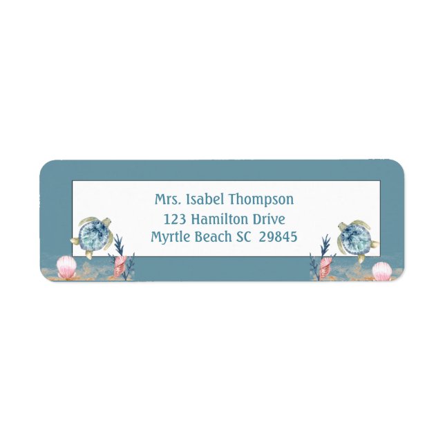 Cute Sea Turtle Return Address Label (Front)