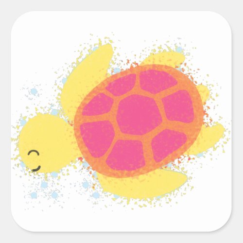 Cute Sea Turtle Square Sticker