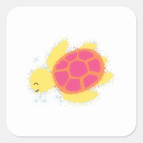 Cute Sea Turtle Square Sticker