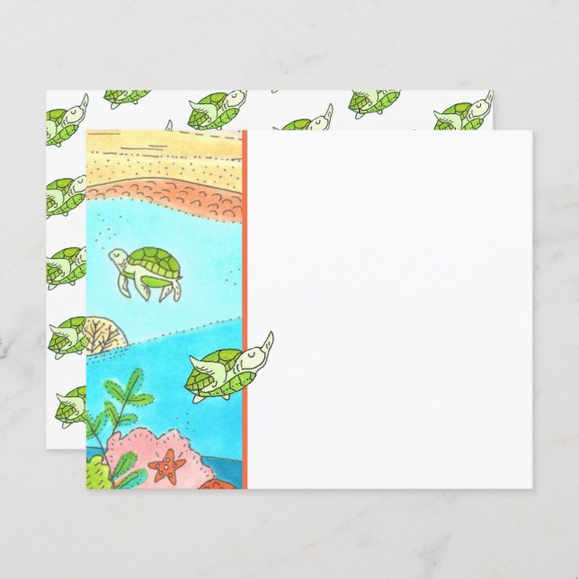 Cute Sea Turtle Stationery (Front/Back)
