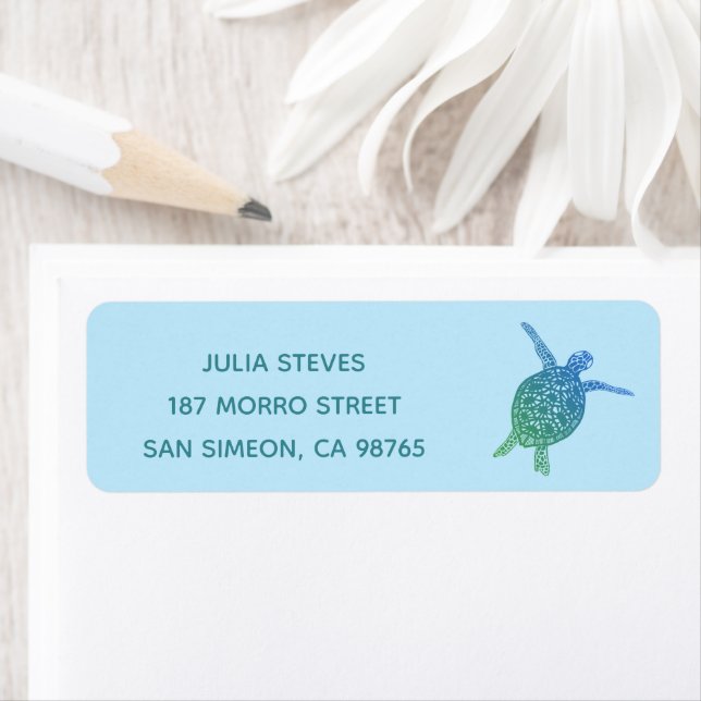 CUTE Sea Turtle Tortoise Honu Mailing  Label (Insitu)