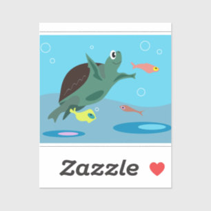 Cute Sea Turtle Under the Sea Art Sticker