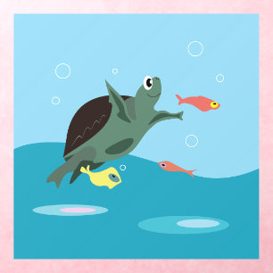 Cute Sea Turtle Under the Sea Art Wall Decal