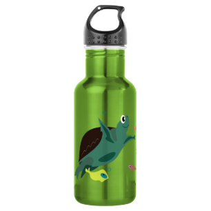 Cute Sea Turtle Under the Sea Art Water Bottle