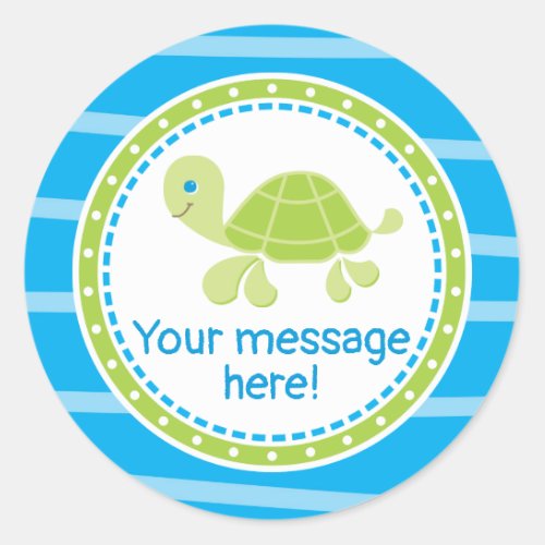 Cute Sea Turtle Under the Sea Birthday Classic Round Sticker
