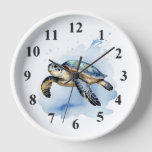Cute Sea Turtle Watercolor Ocean Animal Bathroom Clock