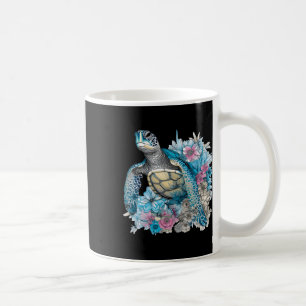 Cute Sea Turtle Wildflowers Animal Lover Tortoise Coffee Mug