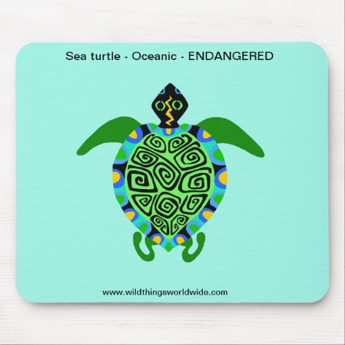 Cute Sea TURTLE _ Wildlife _ Ocean Turquoise  Mouse Pad