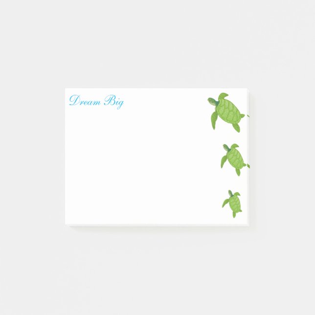 Cute Sea Turtles & Calligraphy Post-it Notes (Front)