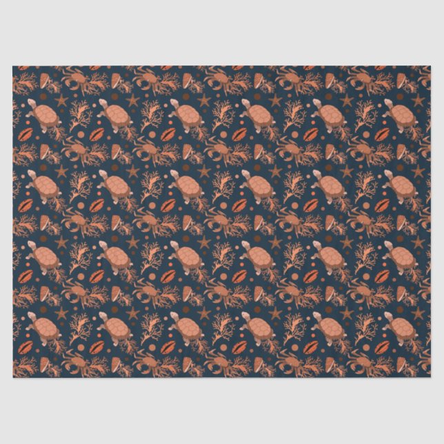 Cute sea turtles crabs patterb beach party tissue paper (Front)