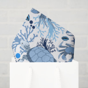 Cute sea turtles crabs tiled pattern party tissue paper