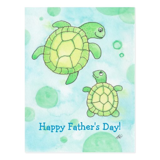 Cute Sea Turtles Father's Day Postcard | Zazzle