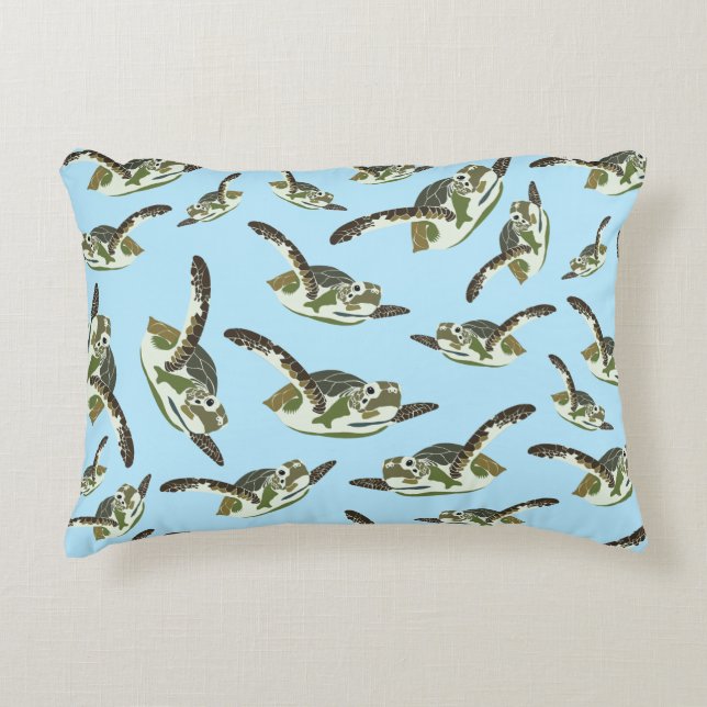 Cute Sea Turtles Pattern Accent Pillow (Front)