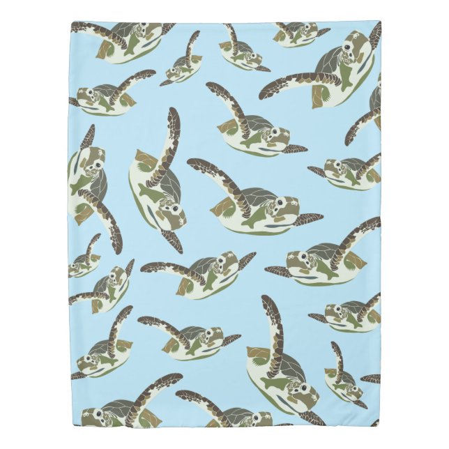 Cute Sea Turtles Pattern Duvet Cover (Front)