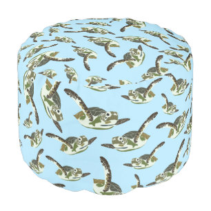 Cute Sea Turtles Pattern Pouf