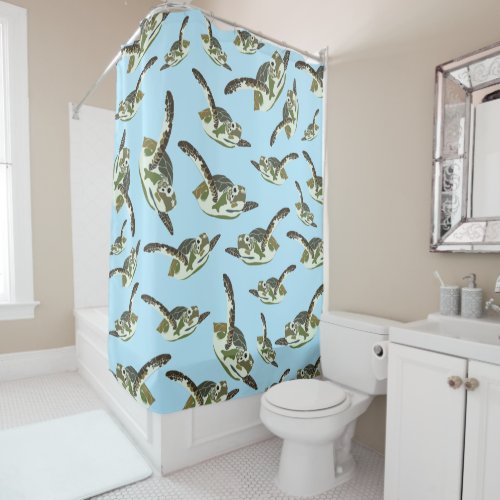 Cute Sea Turtles Pattern Shower Curtain