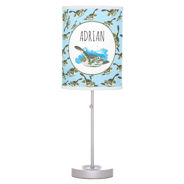 Cute Sea Turtles Pattern Table Lamp (Front)