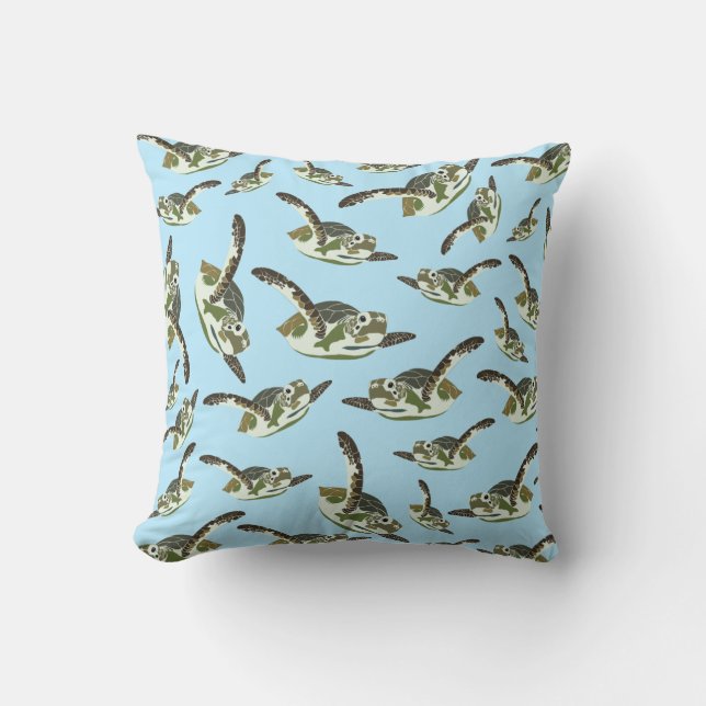 Cute Sea Turtles Pattern Throw Pillow (Front)