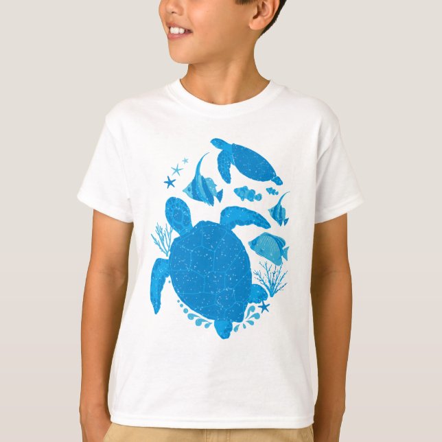 Cute Sea Turtles Sea Life Design T-Shirt (Front)